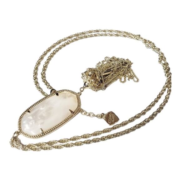 Kendra Scott Rayne Rose Gold Long Pendant Necklace in Ivory Mother-of-Pearl - Picture 6 of 16
